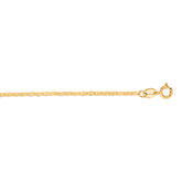 10K Yellow Gold 1.2mm Mariner 10 Chain Anklet with Spring Ring